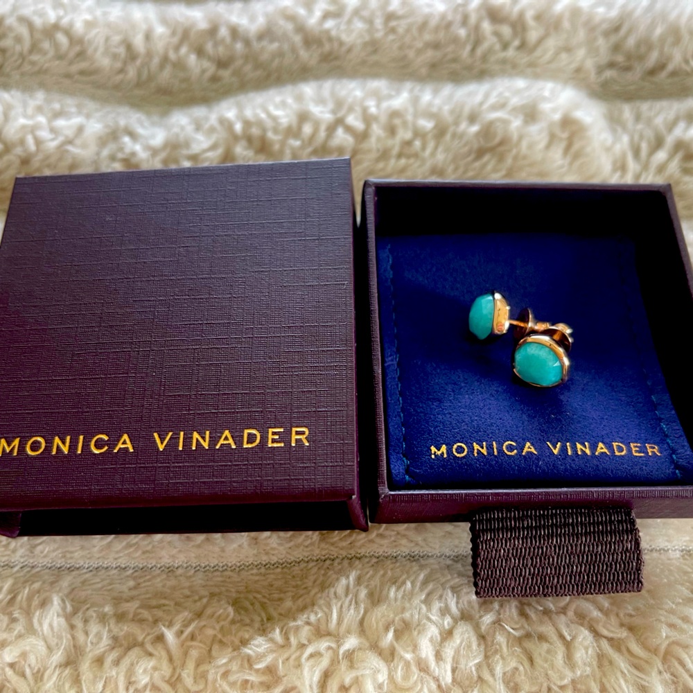 Monica Vinander Siren Studs - amazonite and rose gold